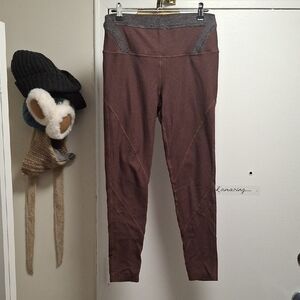 Prana Textured Brown Leggings - Women's Large - Inseam 27"